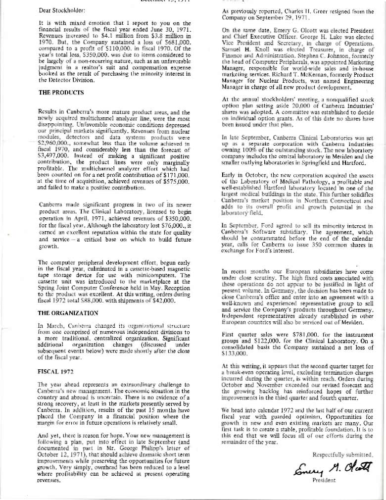 Letter to stockholders